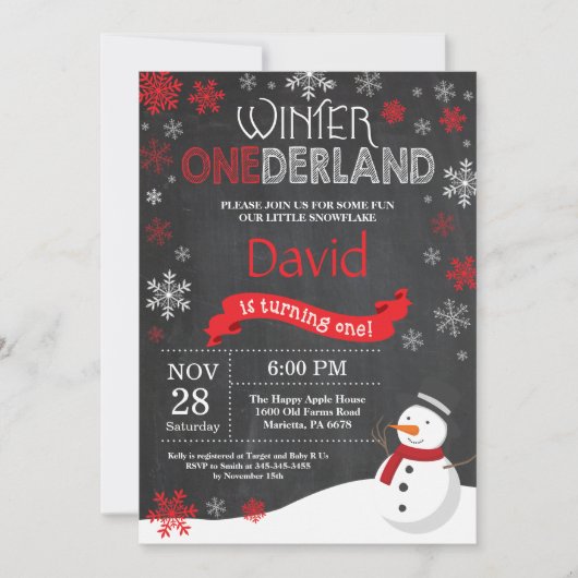 Winter Onederland 1er Anniversaire Invitation (Devant)