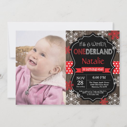 Winter Onederland 1er Anniversaire Invitation (Devant)