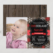 Winter Onederland 1er Anniversaire Invitation (Devant / Derrière)