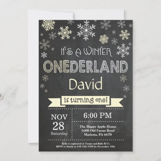 Winter Onederland 1er Anniversaire Invitation (Devant)