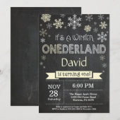 Winter Onederland 1er Anniversaire Invitation (Devant / Derrière)