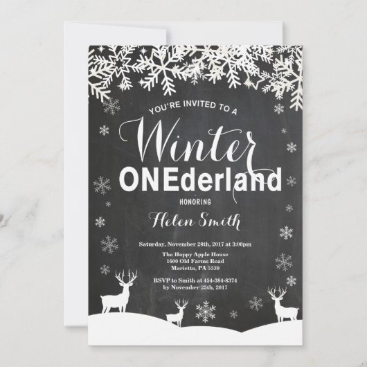 Winter Onederland 1er Anniversaire Invitation (Devant)