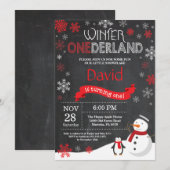 Winter Onederland 1er Anniversaire Invitation (Devant / Derrière)