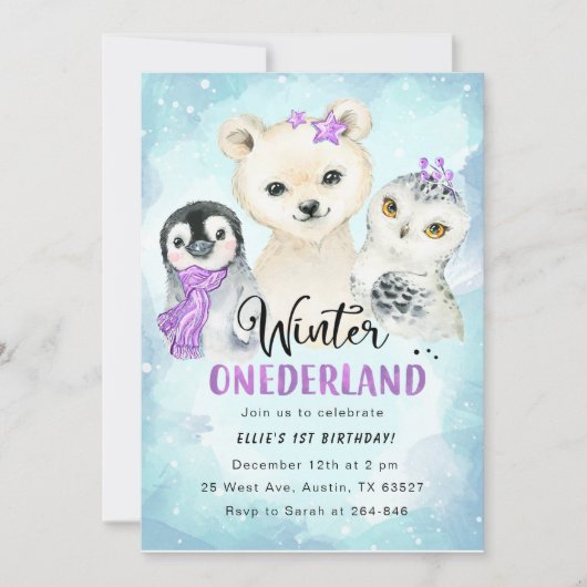 Winter Onederland 1er Anniversaire Invitation (Devant)