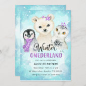 Winter Onederland 1er Anniversaire Invitation (Devant / Derrière)