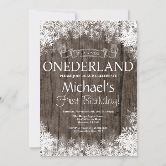 Winter Onederland 1er Anniversaire Invitation (Devant)