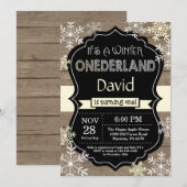 Winter Onederland 1er Anniversaire Invitation (Devant / Derrière)