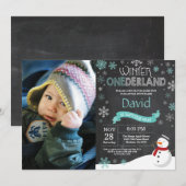 Winter Onederland 1er Anniversaire Invitation (Devant / Derrière)