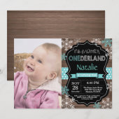 Winter Onederland 1er Anniversaire Invitation (Devant / Derrière)