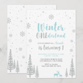 Winter Onederland 1er Anniversaire Invitation - Ga (Devant / Derrière)