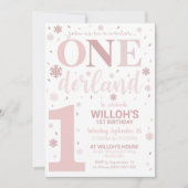 Winter Onederland 1er anniversaire Invitation Girl (Devant)