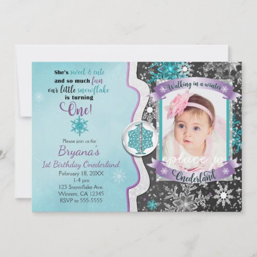 Winter Onederland 1er anniversaire Invitations pho (Devant)