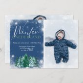 Winter Onederland 1er anniversaire Invitations Pho (Devant / Derrière)