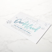 Winter ONEderland 1st Birthday Blue Silver Folie Uitnodiging (Gedraaid)