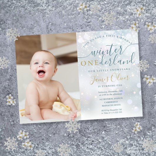 Winter ONEderland 1st Birthday Foto Snowflakes Kaart