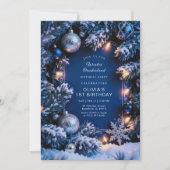 Winter ONEderland 1st Birthday Invitation Editable Kaart (Voorkant)