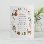 Winter ONEderland 1st Birthday Invitation Editable Kaart (Staand voorkant)
