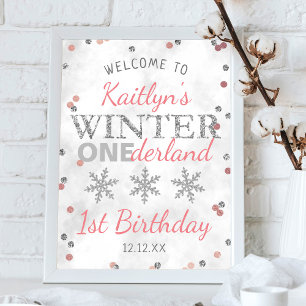 Winter ONEderland 1st Birthday Welkom Poster