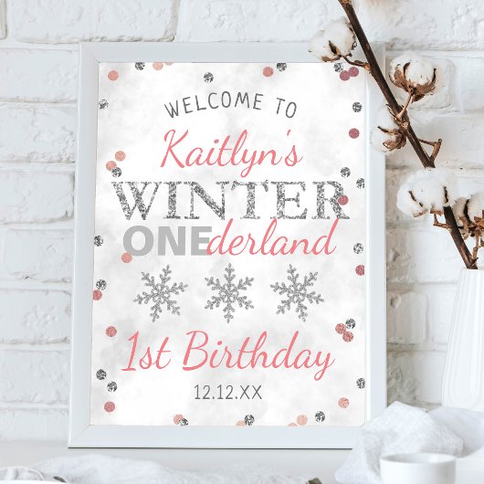 Winter ONEderland 1st Birthday Welkom Poster