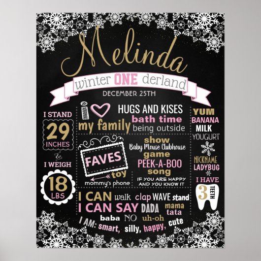 Winter Onederland Anniversaire fille en tableau no (Devant)
