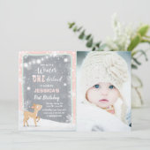 Winter Onederland anniversaire invitation Mint ros (Debout devant)