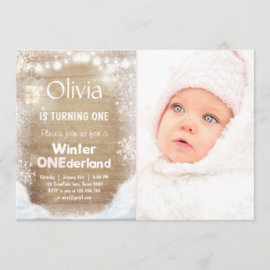 Winter Onederland anniversaire invitation Neige ro