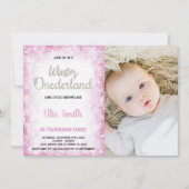 Winter Onederland Anniversaire Invitations Pink Ph (Devant)