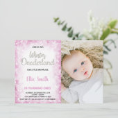 Winter Onederland Anniversaire Invitations Pink Ph (Debout devant)