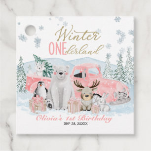 Winter Onederland Arctisch Dier Meisje 1e Verjaard Bedankjes Labels