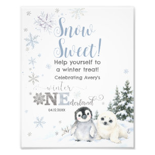 Winter Onederland Arctische Dieren Dessertentafel Foto Afdruk