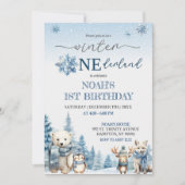 Winter Onederland Artic Animals eerste verjaardag Kaart (Voorkant)