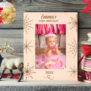 Winter Onederland Baby's 1e Verjaardag Sneeuwvlok Gegraveerde Lijstjes