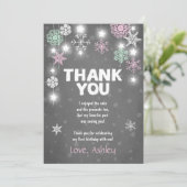 Winter ONEderland Birthday Dank u wel roze kaart (Staand voorkant)