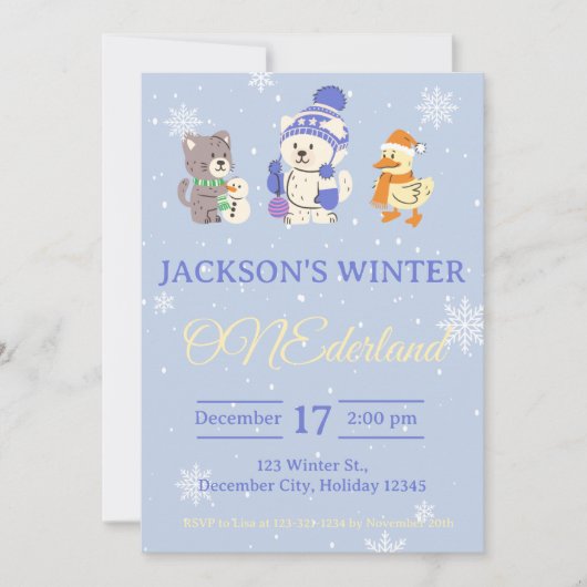 Winter ONEderland Birthday Invitation (Devant)
