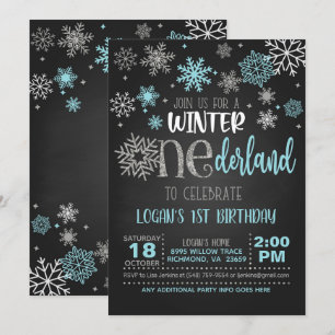 Winter ONEderland Birthday Invitation - Boy - BLK Kaart