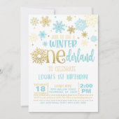 Winter ONEderland Birthday Invitation - Boy - WB Kaart (Voorkant)