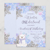 Winter Onederland Birthday Invitation Kaart (Voorkant / Achterkant)