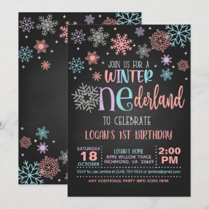 Winter ONEderland Birthday Invitation - PPB - Blk Kaart