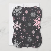 Winter ONEderland Birthday Invitation roze Silver Kaart (Achterkant)