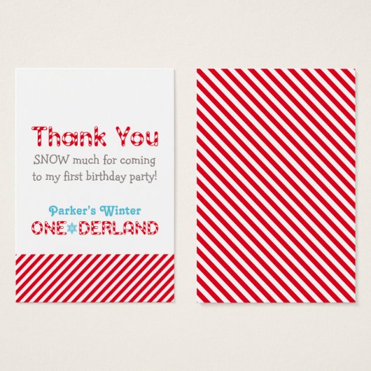 Winter ONEderland Birthday Party Dank u Visitekaartje (Voorkant /achterkant)