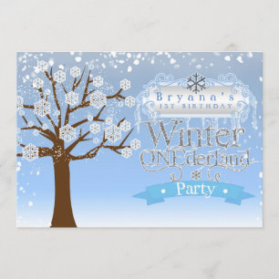 Winter ONEderland Birthday Party Invitation Kaart