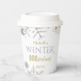 Winter Onederland Birthday Silver Gold Snowflake Papieren Bekers