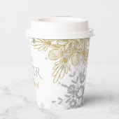 Winter Onederland Birthday Silver Gold Snowflake Papieren Bekers (Achterkant)