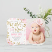 Winter ONEderland Birthday Uitnodiging roze goud (Staand voorkant)