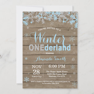 Winter Onederland Blauw Zilveren Jongen 1e Verjaar Kaart