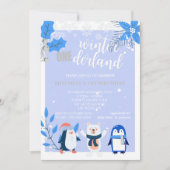 Winter onederland blauwe pinguïn polar beer kaart (Voorkant)