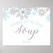 Winter Onederland Blue en Silver Soup Bar Poster (Voorkant)