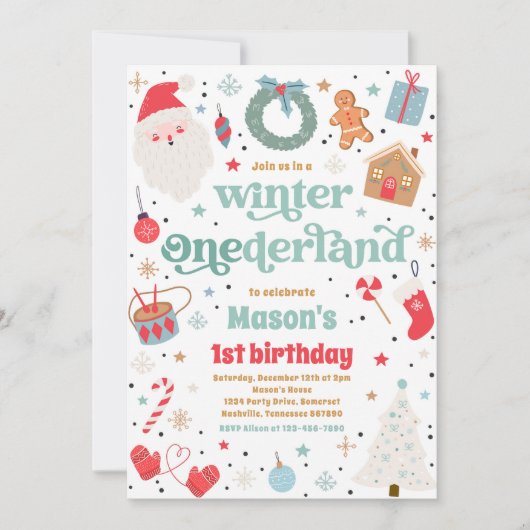 Winter ONEderland Blue Kerstmis feestdag Kaart (Voorkant)