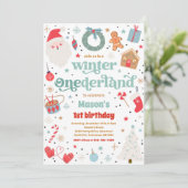 Winter ONEderland Blue Kerstmis feestdag Kaart (Staand voorkant)
