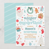 Winter ONEderland Blue Kerstmis feestdag Kaart (Voorkant / Achterkant)